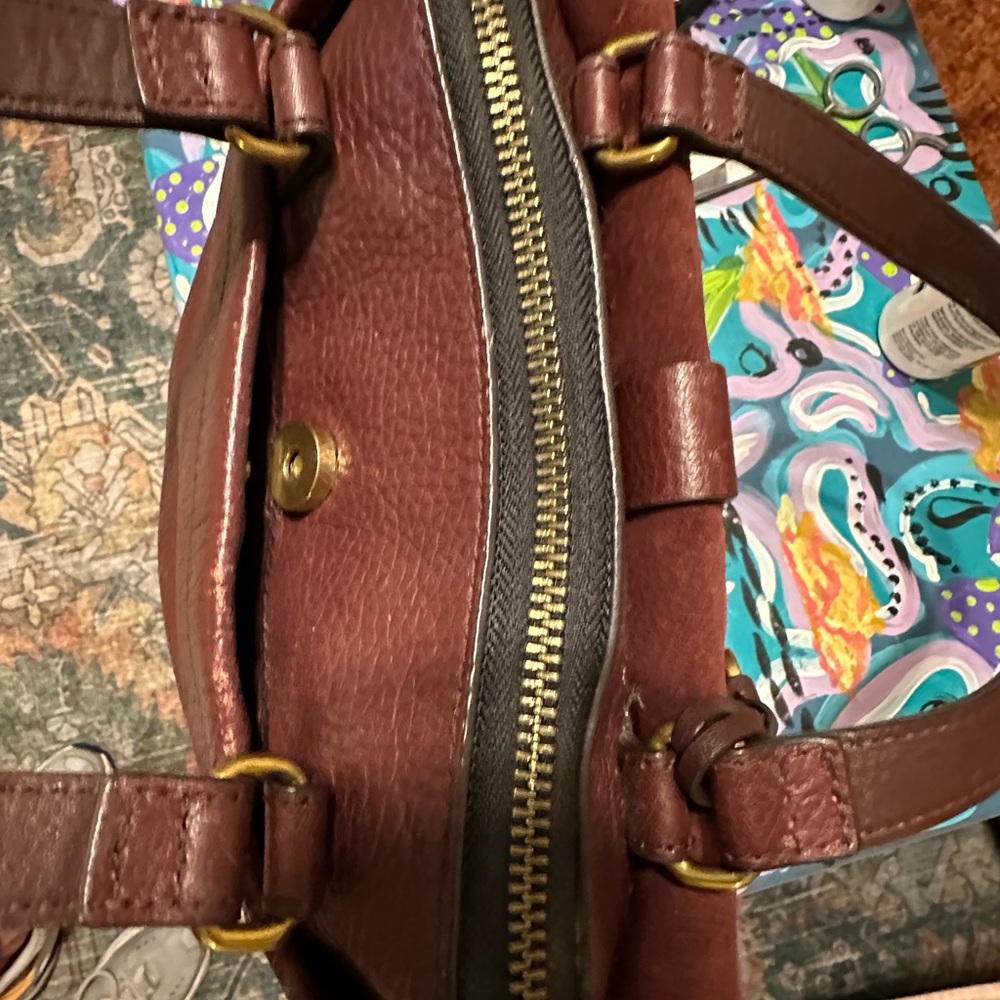 Fossil Burgundy Leather Handbag - Picture 9 of 12
